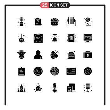 Solid Glyph Pack of 25 Universal Symbols of digital connection paste computer egg Editable Vector Design Elements