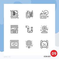 Modern Set of 9 Outlines and symbols such as counter cafe device bar time Editable Vector Design Elements