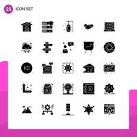 Pack of 25 creative Solid Glyphs of book business boxer handshake agreement Editable Vector Design Elements
