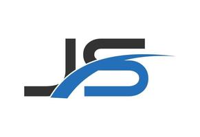 J S letter logo design, with swoosh, Vector design concept