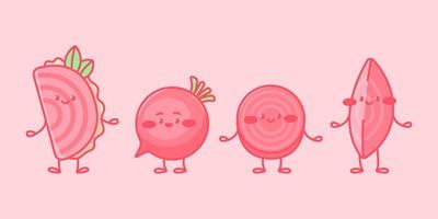 Cute beet characters. vector