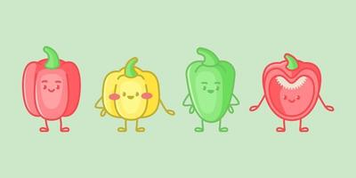 Cute bell peppers characters. vector