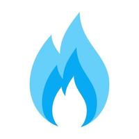 Gas burner with fire, blue flame icon. Symbol hob on gas stove. Fire for cooking and warm. Vector flat illustration