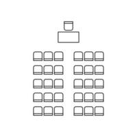 Set of plan for arranging seats in interior, auditorium with place spectators, classroom, theater, lecture hall, layout outline elements. Scheme chairs and tables icons. Furniture top view.Vector line vector