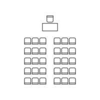 Set of plan for arranging seats in interior, auditorium with place spectators, classroom, theater, lecture hall, layout outline elements. Scheme chairs and tables icons. Furniture top view.Vector line vector