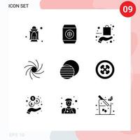 9 Universal Solid Glyphs Set for Web and Mobile Applications science universe bag milky way shopping Editable Vector Design Elements