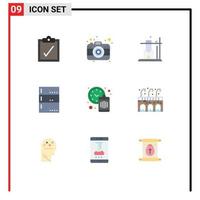 Stock Vector Icon Pack of 9 Line Signs and Symbols for city time space management server Editable Vector Design Elements