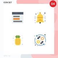 Group of 4 Modern Flat Icons Set for communication fruit user back currency Editable Vector Design Elements