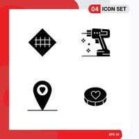 4 User Interface Solid Glyph Pack of modern Signs and Symbols of fence location road sign drill favorite Editable Vector Design Elements