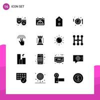 Pictogram Set of 16 Simple Solid Glyphs of double knife army dinner dish Editable Vector Design Elements