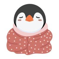 Penguin with  blanket doodle cartoon vector