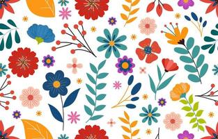 Floral Seamless Pattern with Flat Color Concept vector