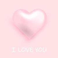 corazón rosa texto de amor. objeto 3d vectorial realista. feliz día de san valentín, vacaciones del día de la mujer, invitación de citas, diseño de tarjetas de felicitación de boda o matrimonio. vector romantico