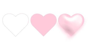 Hand-drawn realistic vector pink heart. Love Concept. Vector illustration