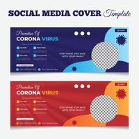 Covid- 19 medical healthcare social media cover template design vector