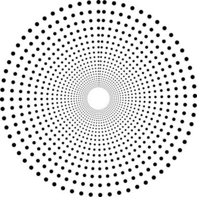 Black abstract vector circle frame halftone dots logo emblem design element for medical, treatment, cosmetic. Round border Icon using halftone circle dots.