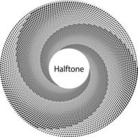 conjunto de logotipos en espiral circular de semitonos. circular punteado aislado en el fondo blanco. diseño de tela de semitono. textura de puntos de círculo de semitono. elemento de diseño vectorial para diversos fines. vector