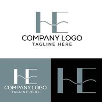 letra inicial él diseño de logotipo monograma creativo moderno icono de símbolo de signo vector