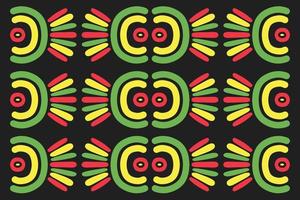 Beautiful print pattern of red, green and yellow colors on a black background, decoration vector