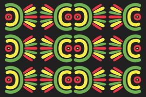 Beautiful print pattern of red, green and yellow colors on a black background, decoration vector