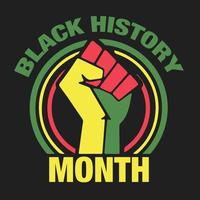 Black history month, logo, fist, protest sign, discrimination activism, African American vector