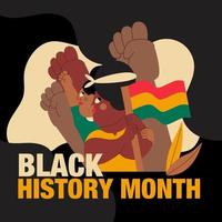 Vector illustration on a dark background, black history month, hand drawn, discrimination, fists, people of color