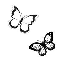 Butterfly set graphic black white isolated sketch illustration vector. Modern seamless pattern of monarch butterfly contours on white background for decoration design. Closeup design element. vector