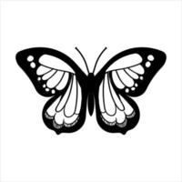 vector de ilustración de boceto aislado en blanco negro gráfico de conjunto de mariposas. patrón moderno sin costuras de contornos de mariposa monarca sobre fondo blanco para el diseño de decoración. elemento de diseño de primer plano.