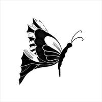 vector de ilustración de boceto aislado en blanco negro gráfico de conjunto de mariposas. patrón moderno sin costuras de contornos de mariposa monarca sobre fondo blanco para el diseño de decoración. elemento de diseño de primer plano.