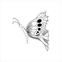 mariposa conjunto gráfico negro blanco aislado dibujo ilustración vector. patrón moderno sin costuras de contornos de mariposa monarca sobre fondo blanco para el diseño de decoración. elemento de diseño de primer plano. vector