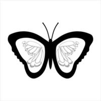 mariposa conjunto gráfico negro blanco aislado dibujo ilustración vector. patrón moderno sin costuras de contornos de mariposa monarca sobre fondo blanco para el diseño de decoración. elemento de diseño de primer plano. vector