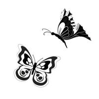 mariposa conjunto gráfico negro blanco aislado dibujo ilustración vector. patrón moderno sin costuras de contornos de mariposa monarca sobre fondo blanco para el diseño de decoración. elemento de diseño de primer plano. vector