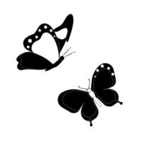 mariposa conjunto gráfico negro blanco aislado dibujo ilustración vector. patrón moderno sin costuras de contornos de mariposa monarca sobre fondo blanco para el diseño de decoración. elemento de diseño de primer plano. vector