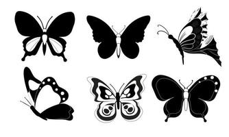 Butterfly set graphic black white isolated sketch illustration vector. Modern seamless pattern of monarch butterfly contours on white background for decoration design. Closeup design element. vector