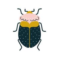 Cute isolated colorful symmetrical flat bug in art deco style. Vector insect for print on clothes