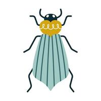 Cartoon stag bug with horns with decor on the back in art deco style. Vector illustration of a bug for logo, print on clothes, branding