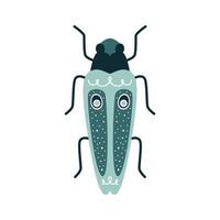 Cartoon stag bug with horns with decor on the back in art deco style. Vector illustration of a bug for logo, print on clothes, branding