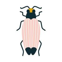 Cartoon flat pink bug with horns with decor on the back isolated. Vector illustration of a Beatles for logo or print on clothes in art deco style