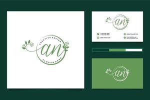 Initial AN Feminine logo collections and business card templat Premium Vector