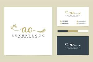 Initial AO Feminine logo collections and business card templat Premium Vector