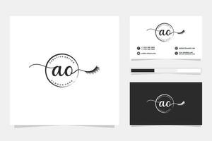 Initial AO Feminine logo collections and business card templat Premium Vector