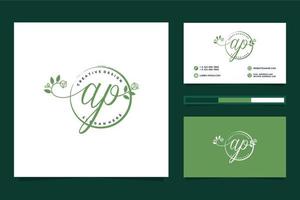 Initial AP Feminine logo collections and business card templat Premium Vector