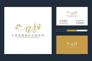 Initial AR Feminine logo collections and business card templat Premium Vector