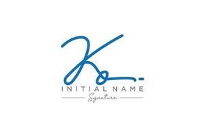 Initial KO signature logo template vector. Hand drawn Calligraphy lettering Vector illustration.