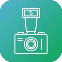 Beautiful Old Video Camera Line Vector Icon