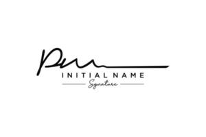 Initial PM signature logo template vector. Hand drawn Calligraphy lettering Vector illustration.