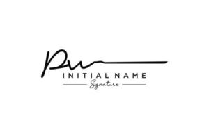 Initial PW signature logo template vector. Hand drawn Calligraphy lettering Vector illustration.