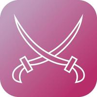 Beautiful Two Swords Line Vector Icon