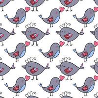 Pattern love you with birdie. Color print. Icons vector illustrations.