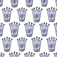 Pattern with crowns. Color print. Icons vector illustrations.